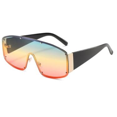 Imagem de Óculos de Sol UV400 - Cores Vibrantes, Tamanho Grande, Sem Aro, Modelo Monobloco, para Homens e Mulheres, Esportivos, ao Ar Livre, Corrida e Ciclismo, Prata