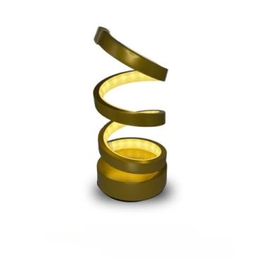 Imagem de Luminaria Abajur LED Espiral Com 3 Ajustes Na Tonalidade De Luz - Cores Preto, Prata e Dourado 5V(DOURADO)