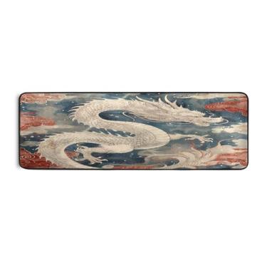 Imagem de Qilmy Tapete retrô estilo chinês dragão 183 x 61 cm, antiderrapante, antifadiga, confortável, tapetes longos, para quarto, sala de estar, banheiro, corredores, entrywa642
