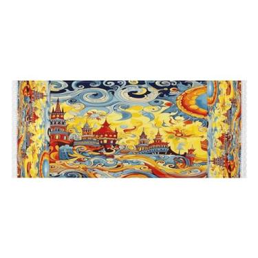 Imagem de Wassud Capas de lavadora e secadora de pintura a óleo, protetor de lavadora com sacos de armazenamento, capa de geladeira à prova de poeira com bolsos para lavanderia doméstica, cozinha, 120 x 55 cm