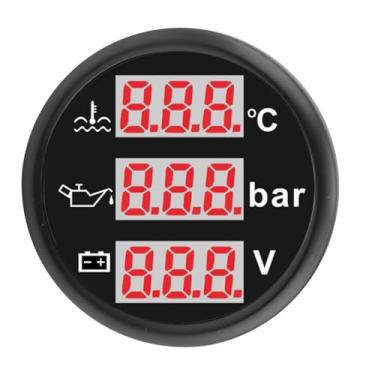 Imagem de Tbest Kit de Sensor de Instrumento Digital para Barco e Carro 3 Em 1, Temperatura do Líquido Refrigerante do Motor, Medidor de Pressão do óleo, Voltímetro da Bateria (Capa preta com mostrador preto)