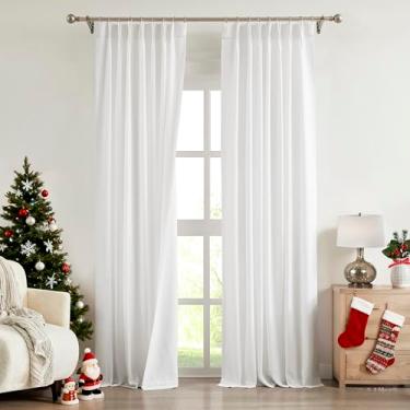 Imagem de Central Park Cortina branca com filtro de luz plissada de 260 cm de comprimento com revestimento de microfibra para sala de estar e quarto com ganchos para abas traseiras, 101,6 cm L x 2,5 cm C x 2,5