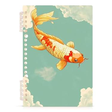 Imagem de Burbuja Caderno Cloud Golden Fish, papel pautado universitário A5 com 60 folhas, fichário para escritório, 1 pacote