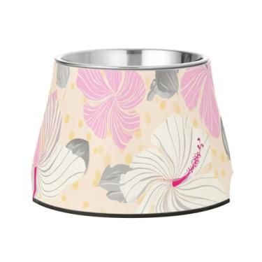 Imagem de Burbuja Tigela de ração para animais de estimação de aço inoxidável Flowers para comida e água, antiderrapante para cães médios e gatos, 590 ml