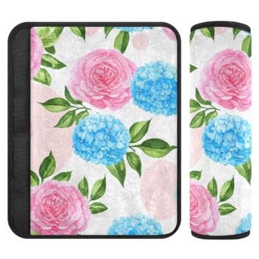 Imagem de Burbuja Capa para cinto de segurança de carro Flowers Protetor de cinto de segurança macio confortável para alça de ombro de assento, 1 par pequeno