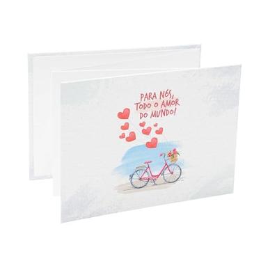 Imagem de Álbum de fotos Ical, encadernação sanfona autocolante, folhas de papel especial branco, para 6 fotos 10x15cm horizontal - linha Sanfonado - modelo bicicleta - amor - 635