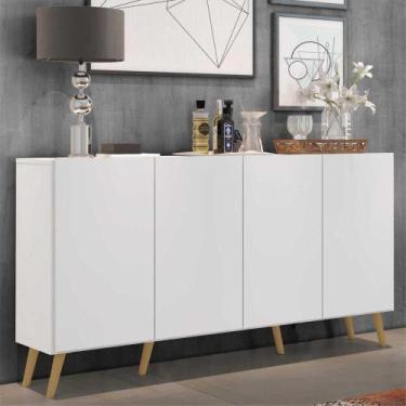 Imagem de Aparador Buffet Retrô Multimóveis Veneza 4 Portas FG3556 Branco/Natura