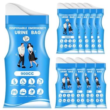 Imagem de Leyoceur 10 sacos de urina descartáveis 900 ml - Mictório portátil à prova de vazamento à prova de vazamento de 3ª geração para homens e mulheres, sacos de vômito de emergência para viagem, viagem
