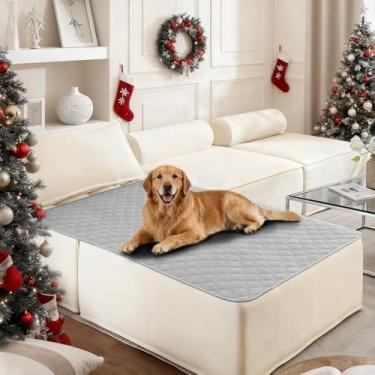 Imagem de CYCMACO Cobertor impermeável para cama de cachorro, capa de sofá macia para cães, lavável, antiderrapante, para móveis, sofá, carro, para filhotes, cães grandes, gatos (101 x 127 cm, cinza claro)