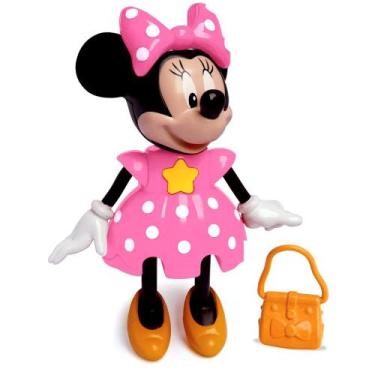 Imagem de Minnie Rosa com Som Articulada 26cm Brinquedo infantil Elka, Boneca Mi