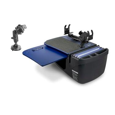 Imagem de AutoExec Mesa de carro GripMaster para sua estação de trabalho de veículo e escritório móvel, azul, com suporte para telefone, suporte para tablet e suporte de sucção para telefone