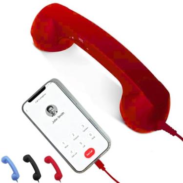 Imagem de Aparelho de telefone retrô, aparelho de telefone retrô para telefone, tipo C, estilo retrô, com fio, receptor de alça fixa para videoconferências, chamadas e reuniões de celular (rosa)