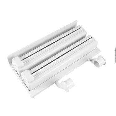 Imagem de Porta Papel Toalha Triplo de Parede, Plástico e Metal, 35x28x10cm, com Ganchos Multifuncionais, Suporte para Papel Alumínio e Filme