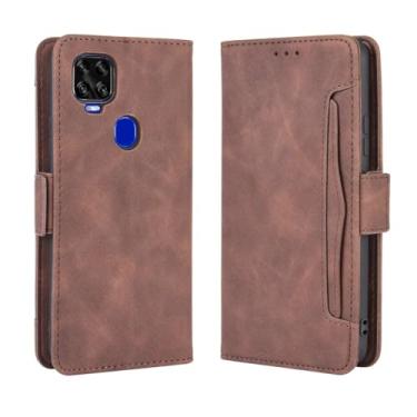 Imagem de Capa para ZTE Blade V2020,Retro magnético Flip Case,Design de carteira de couro PU com slots de cartão removíveis -Brown