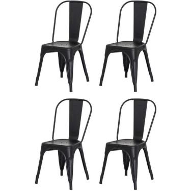 Imagem de Kit 4 Cadeiras Tolix Iron Design Preto Fosco Aço Industrial Sala Cozinha Jantar Bar