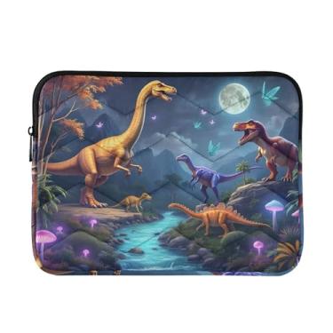 Imagem de Capas para laptop dinossauro luar azul à prova de choque capa protetora para notebook bolsa fina para transporte de computador, 15-15,6 polegadas