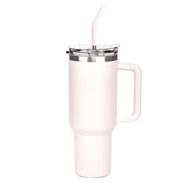 Imagem de Garrafa Térmica Inoxidável Portátil 1.2L Anti-Vazamento com Tampa e Canudo, Ideal para Viagens(Rosa claro-1200ml)