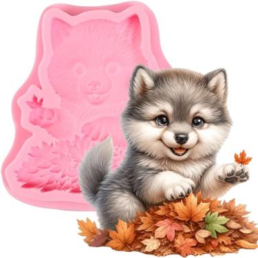 Imagem de nklbio 1 molde de silicone de cachorro fofo, molde de fondant de decoração de bolo de chocolate de animais de desenho animado, reutilizável para assar doces, bolachas de maçapão, muffin, goma de