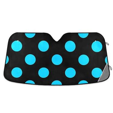 Imagem de Guarda-sol de carro de bolinhas azuis grandes para para-brisas dobrável, para-sol para janela de carro, acessórios de verão para carro