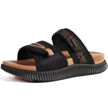 Imagem de KuaiLu Sandálias femininas modernas ortopédicas femininas atléticas de recuperação de almofada grossa com alça ajustável para caminhada com suporte de arco para fascite plantar confortável, cáqui