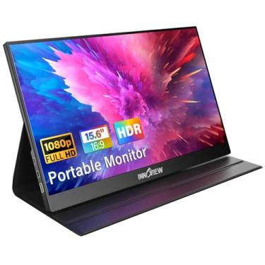 Imagem de InnoView Monitor portátil, monitor externo FHD 1080P USB C HDMI de 15,8 polegadas para laptop, desktop, MacBook, telefones, tablet, PS5/4, Xbox, Switch, alto-falante embutido com capa protetora (JP)