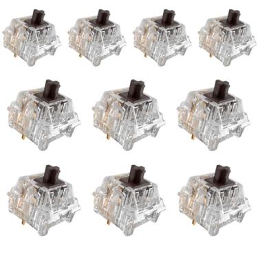 Imagem de Fejwlvs ZhouWang Interruptor marrom cristal 3 pinos 50gf pré-lubrificado, interruptor tátil à prova de poeira, adequado para RGB, teclados mecânicos para jogos, teclado mecânico MX (108 peças)