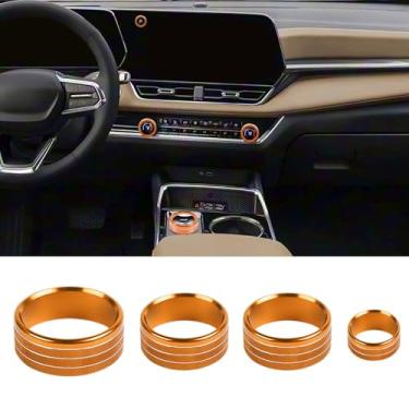 Imagem de Para Chevy Equinox 2025 2026 Acessórios interiores AC ar condicionado volume interruptor de mudança de marchas botão tampa anel botão de acionamento acabamento liga de alumínio (laranja)