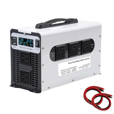 Imagem de 60V to 110V 50HZ,Inversor Solar de Onda Senoidal Pura 1500W/3000W 12V 24V 48V 60V 72V DC para 110V 220V AC com Ecrã LCD, 2 USB e 5 Portas AC para Campismo, Carro e Casa