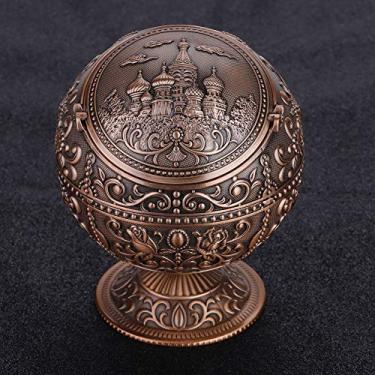 Imagem de GLOGLOW Ornamento Bola Redonda de Metal Elegante Com Escultura Requintada Caixa de Armazenamento Multiuso e Decoração para Casa, Hotel e Clube de Alto Nível Cinzeiro de Arte Vintage, Bola de