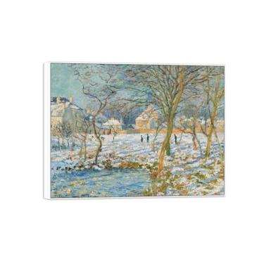 Imagem de BMZFYBS Claude Monet Famosas Impressões em Tela de Parede Pronta para Pendurar-Lago Efeito Neve Quadro Quadro Branco para Decoração de Sala de Estar 40 x 50 cm 16 x 20 pol