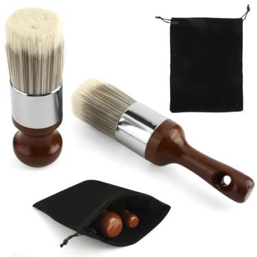 Imagem de Conjunto de 2 pincéis de couro para móveis, escova de couro com bolsa de armazenamento, escova de limpeza de móveis de couro, ferramenta de reparo de cera para madeira, tecido, inclui bolsa de veludo