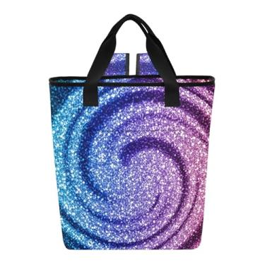 Imagem de Bolsa térmica Rainbow Sparkle Glitter Galaxy com 36 latas para refrigeradores laterais macias isoladas à prova de vazamento e isolamento térmico para viagens