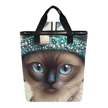 Imagem de Joitme Elegante chapéu de pavão de gato siamês à prova d'água mochila térmica de praia 36 latas isolada lancheira para homens 35 x 15 x 40 cm