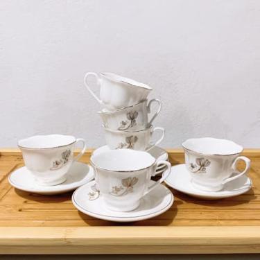 Imagem de Xicaras de Cafe com，Kit 12 Xícaras e Pires Café Porcelana Premium - Jogo de Luxo para Presente Xicaras de Cafe com Pires(X104 (95mL))