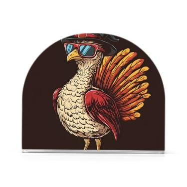 Imagem de Porta-guardanapos marrom engraçado chapéu de peru, conjunto de 2, porta-guardanapos de acrílico, porta-guardanapos de almoço