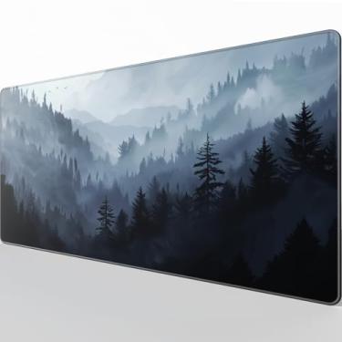 Imagem de KTRIO Mouse pad grande para jogos com bordas costuradas, mousepad estendido com tecido de microtrama superior, base antiderrapante, teclado de 80 x 39,9 cm, tapete de mesa para jogadores, escritório e