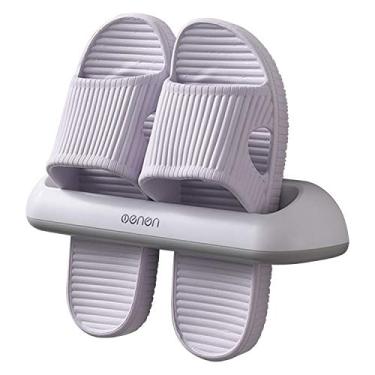 Imagem de Rack de Chinelos Banheiro Montado na Parede Organizador Sapatos Autoadesivo Suporte para Pendurar Armazenamento ABS Instalação Fácil Economia Espaço M