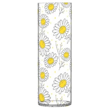 Imagem de CEBUGI Vaso de margarida branca 10 x 30 cm, vaso cilíndrico para flores, vaso transparente inquebrável para decoração de casa de festa de casamento