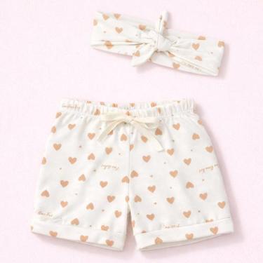 Imagem de Shorts com Faixinha Minimalista para Bebês até 12 Meses Cor:coracoesTa