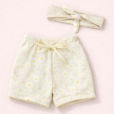 Imagem de Shorts com Faixinha Minimalista para Bebês até 12 Meses Cor:florBegeTa