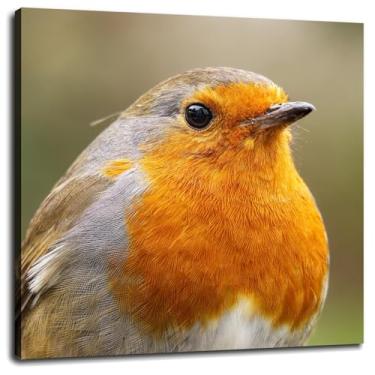 Imagem de 912 Wildlife Impressão em tela Robin Bird Redreast Poster Arte de parede para casa 1 peça Decorações com moldura 20.3 cmx20.3 cm