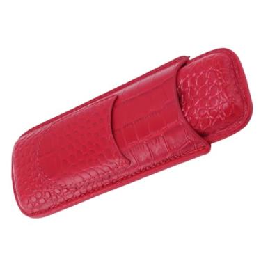 Imagem de aqxreight Suporte para Caixa de Charuto de COURO Macio Portátil à Prova de Desgaste Umidificador de Charuto Vintage para Costura de Aniversário COURO Fino e Apertado e Capa de Com Acabamento Limpo A Caixa de Normal (Vermelho)
