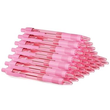 Imagem de deegtran Canetas a granel, pacote com 30 canetas de tinta rosa sem sangramento com aderência macia, canetas esferográficas retráteis por atacado para escritório, escola, ponta média, lisa, 1,0 mm