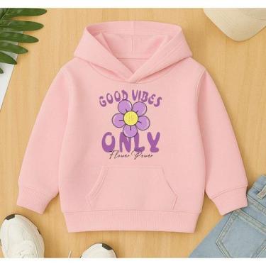 Imagem de Moletom Good Vies Only Flores Infantil Menina Feminino Agasalho Cangur