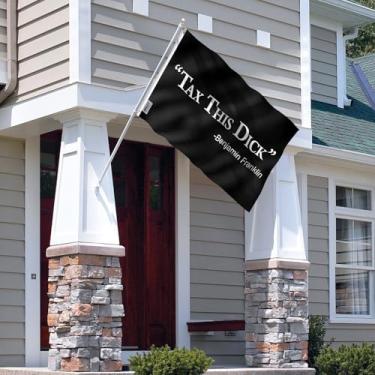 Imagem de Fly in Breeze 8 x 5 pés Tax This Dick Benjamin Franklin Flag - Cabeçalho de lona e costura dupla - Novidade bandeiras engraçadas de dormitório universitário poliéster com ilhós de latão 8 x 1,5 m