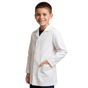 Imagem de Jaleco Infantil Branco para Laboratório com Manga Longa Tamanho 12 - T