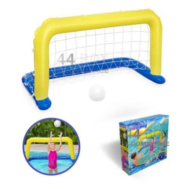 Imagem de Gol Inflável Golzinho Rede Traves Piscina Flutuante + Bola - Bestway