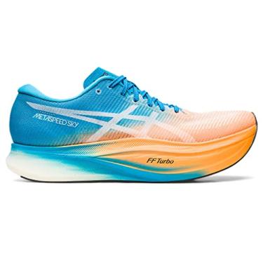 Imagem de ASICS Tênis de corrida unissex METASPEED Sky+, Laranja Pop/Island Blue, 46