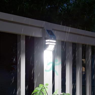 Imagem de Luzes de parede LED para ambientes externos solares com sensor de movimento, lâmpadas de parede movidas a energia solar, modernas IP65, à prova d'água, arandelas de parede de aço inoxidável para porta