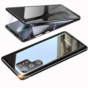 Imagem de Capa de privacidade magnética para Samsung S24 Ultra, protetor de tela antiespião, dupla face, vidro temperado de metal, proteção antiespião, capa de telefone de 360 graus para Samsung Galaxy S 24